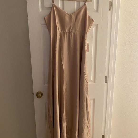 NWT Faith Maxi Formal Dress (Mumu Champagne Luxe Satin) - Picture 2 of 5